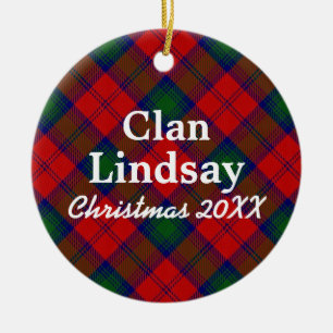 Clan Lindsay Scottish Tartan Ceramic Ornament