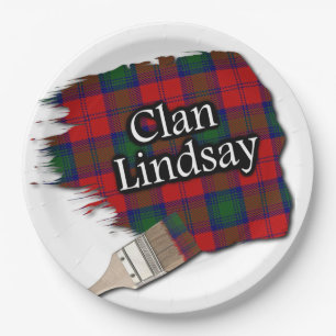 Clan Lindsay Scottish Tartan Paint Brush Paper Plates