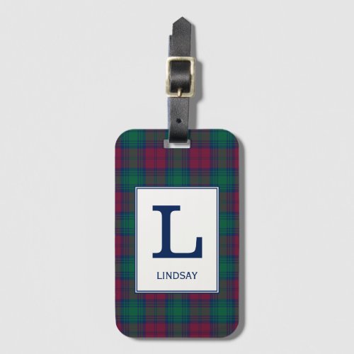 Clan Lindsay Tartan Monogrammed Luggage Tag