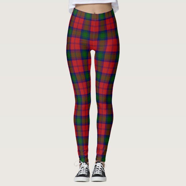 Clan Lindsay Tartan Plaid Scottish Kilt Pattern Leggings (Front)