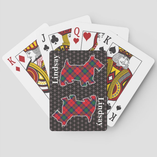 Clan Lindsay Tartan Scottish Terrier Poker Cards (Back)