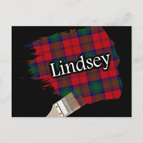 Clan Lindsey Lindsay Scottish Tartan Paint Brush Postcard