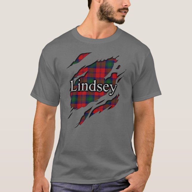 Clan Lindsey Lindsay Tartan Spirit T-Shirt (Front)