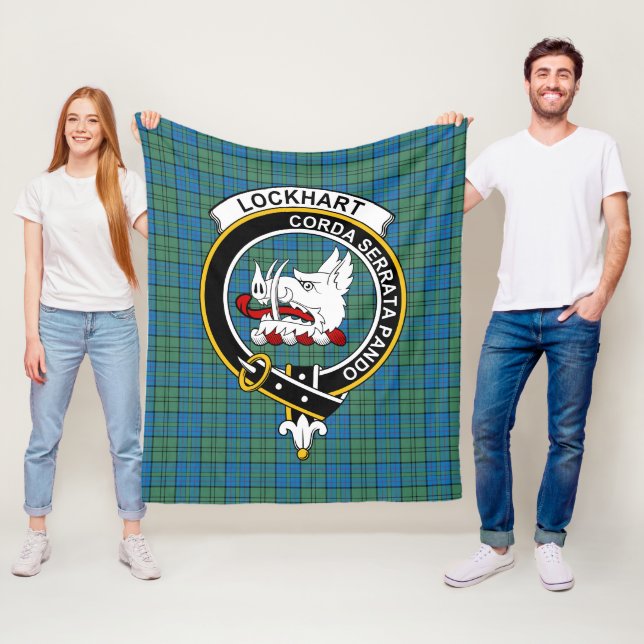 Clan Lockhart Ancient Tartan Plaid Fleece Blanket (In Situ)
