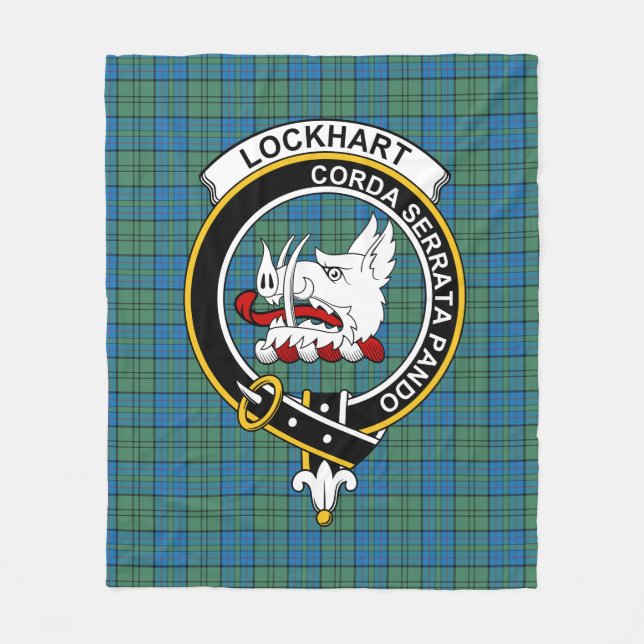 Clan Lockhart Ancient Tartan Plaid Fleece Blanket (Front)