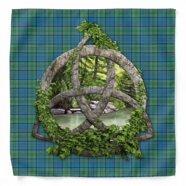 Clan Lockhart Tartan Celtic Trinity Bandana (Front)