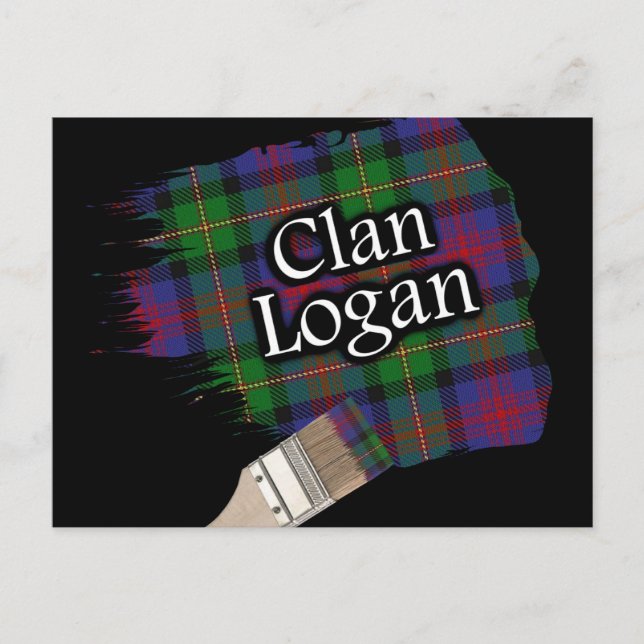 Clan Logan Scottish Tartan Paint Brush Postcard (Front)