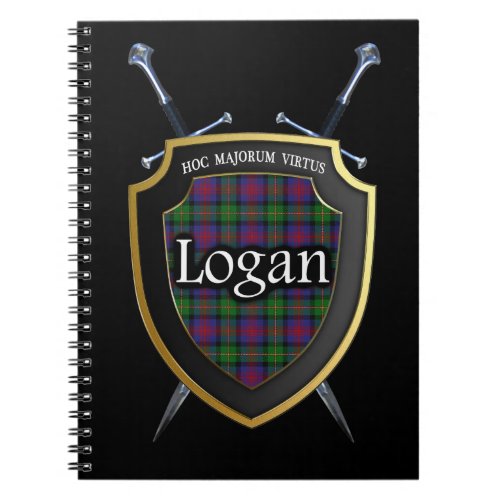 Clan Logan Tartan Shield  Swords Notebook