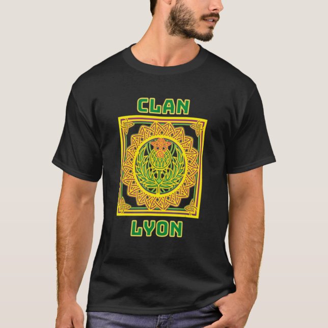 Clan Lyon Scottish Celtic Thistle T-Shirt (Front)