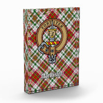 Clan MacAlister Crest over Dress Tartan Acrylic Award