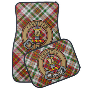 Clan MacAlister Crest over Dress Tartan Car Floor Mat