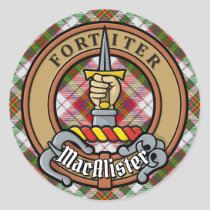 Clan MacAlister Crest over Dress Tartan Classic Round Sticker