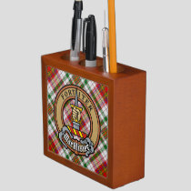 Clan MacAlister Crest over Dress Tartan Desk Organizer