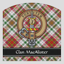 Clan MacAlister Crest over Dress Tartan Door Sign