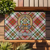 Clan MacAlister Crest over Dress Tartan Doormat