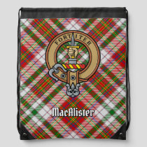 Clan MacAlister Crest over Dress Tartan Drawstring Bag