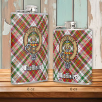 Clan MacAlister Crest over Dress Tartan Flask