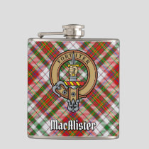 Clan MacAlister Crest over Dress Tartan Flask