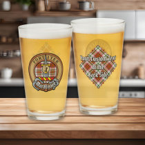 Clan MacAlister Crest over Dress Tartan Glass