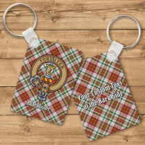 Clan MacAlister Crest over Dress Tartan Keychain
