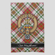 Clan MacAlister Crest over Dress Tartan Kitchen Towel
