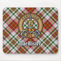 Clan MacAlister Crest over Dress Tartan Mouse Pad