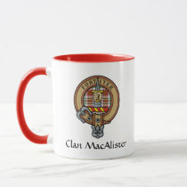 Clan MacAlister Crest over Dress Tartan Mug