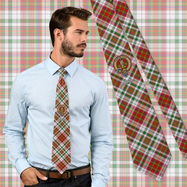 Clan MacAlister Crest over Dress Tartan Neck Tie (Creator Uploaded)