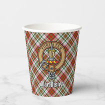 Clan MacAlister Crest over Dress Tartan Paper Cups