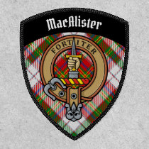 Clan MacAlister Crest over Dress Tartan Patch