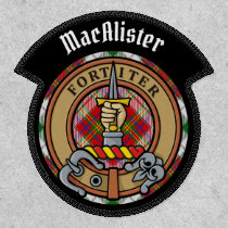 Clan MacAlister Crest over Dress Tartan Patch
