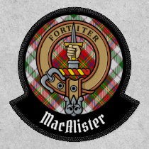 Clan MacAlister Crest over Dress Tartan Patch