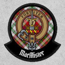 Clan MacAlister Crest over Dress Tartan Patch