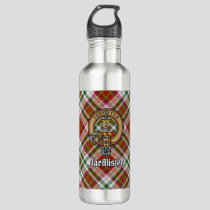 Clan MacAlister Crest over Dress Tartan Stainless Steel Water Bottle