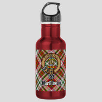 Clan MacAlister Crest over Dress Tartan Stainless Steel Water Bottle