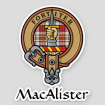 Clan MacAlister Crest over Dress Tartan Sticker