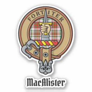 Clan MacAlister Crest over Dress Tartan Sticker