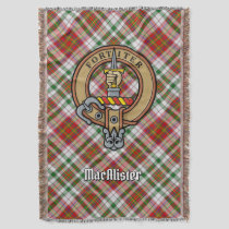 Clan MacAlister Crest over Dress Tartan Throw Blanket