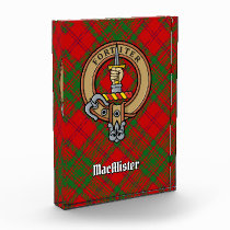 Clan MacAlister Crest over Glenbarr Tartan Acrylic Award