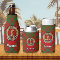 Clan MacAlister Crest over Glenbarr Tartan Bottle Cooler