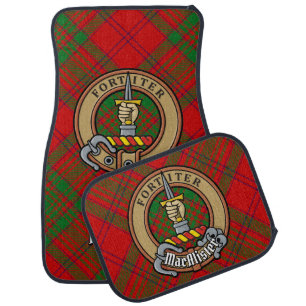 Clan MacAlister Crest over Glenbarr Tartan Car Floor Mat