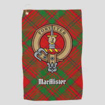 Clan MacAlister Crest over Glenbarr Tartan Golf Towel