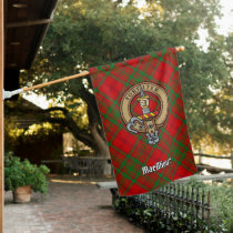 Clan MacAlister Crest over Glenbarr Tartan House Flag