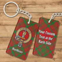 Clan MacAlister Crest over Glenbarr Tartan Keychain