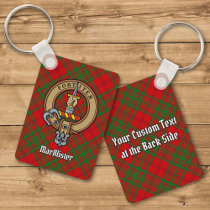 Clan MacAlister Crest over Glenbarr Tartan Keychain