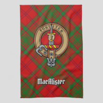 Clan MacAlister Crest over Glenbarr Tartan Kitchen Towel