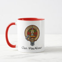 Clan MacAlister Crest over Glenbarr Tartan Mug