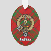 Clan MacAlister Crest over Glenbarr Tartan Ornament