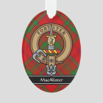 Clan MacAlister Crest over Glenbarr Tartan Ornament