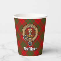 Clan MacAlister Crest over Glenbarr Tartan Paper Cups